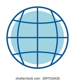 blue global sphere icon on white background
