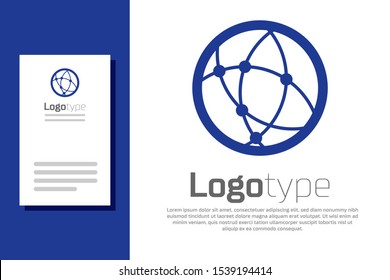 Blue Global technology or social network icon isolated on white background. Logo design template element. Vector Illustration