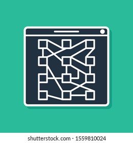 Blue Global technology or social network icon isolated on green background.  Vector Illustration