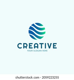 Diseño del logotipo Blue Global Wave. Ilustración vectorial