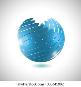 Blue globe ball, vector illustration