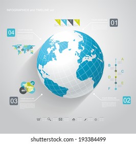 Blue Globe and  business strategy. Vector 