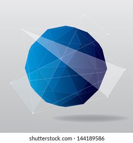 Blue globe geometrical background. Vector illustration