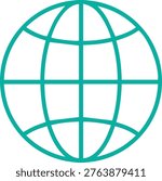 Blue Globe Grid Icon on White Background