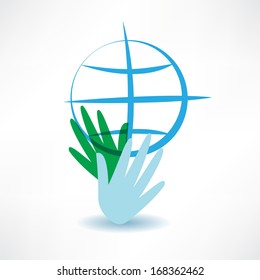 blue globe in hands icon