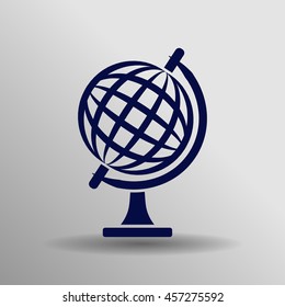blue Globe Icon on the gray background
