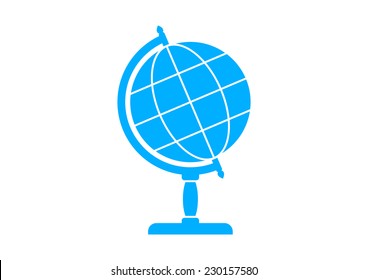 Blue globe icon on white background  
