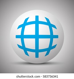 Blue Globe icon on white sphere