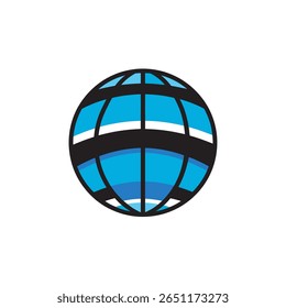 Blue globe icon rotates globally on white background digitally