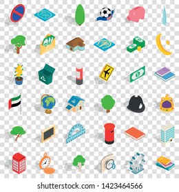 Blue globe icons set. Isometric style of 36 blue globe vector icons for web for any design
