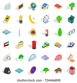 Blue globe icons set. Isometric style of 36 blue globe vector icons for web isolated on white background