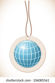 Blue globe, Label with cord