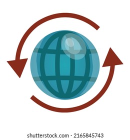 Logo del globo azul con flechas, signo del concepto de burla a la globalización.
