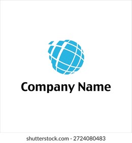 Un logotipo azul del globo en un fondo blanco con el texto del nombre de la compañía abajo.