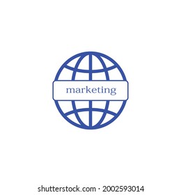 blue globe marketing icon symbol vector