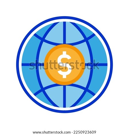blue globe with money icon vector