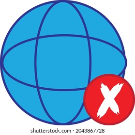 A blue  Globe with not OK Sign