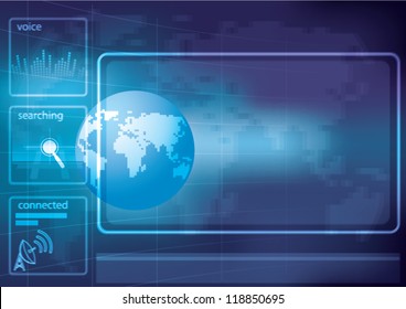 Blue globe on the digital technology background