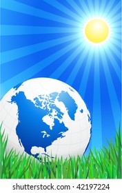 Blue Globe on summer background