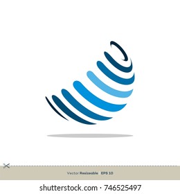 Blue Globe Vector Logo Template Illustration Design. Vector EPS 10.