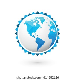 blue globe world map america