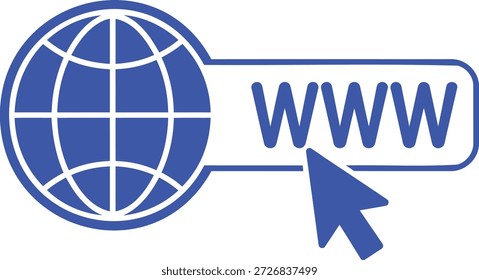 Red de Internet del cursor del www del globo azul