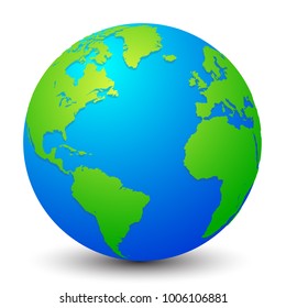 Blue globes with with green continents - stock vector