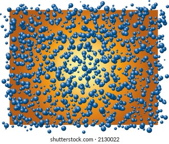 Blue globes on yellow-orange background.