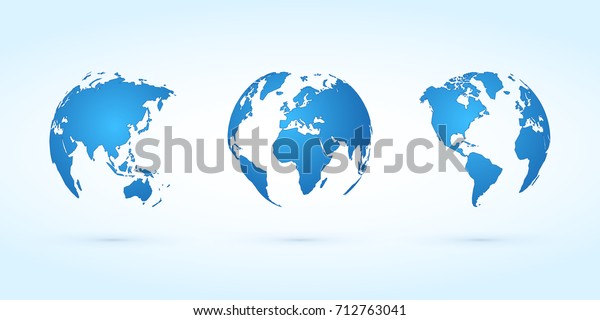 青い地球儀のベクター画像セット地球 のベクター画像素材 ロイヤリティフリー