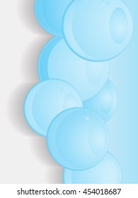 Blue Glossy 3D Spheres Over Blue and White Background with Shadows