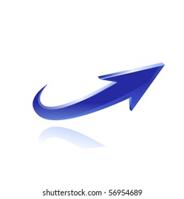 Blue glossy arrow. Vector