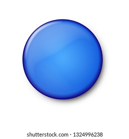 Blue glossy badge. Realistic blank  button