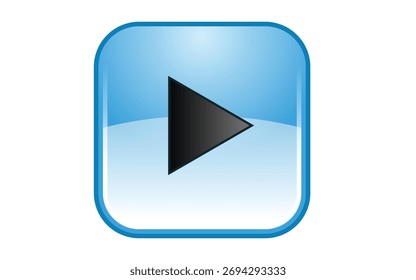 Blue glossy button with a black right arrow isolated on white background for web design, user interface, and navigation purposes