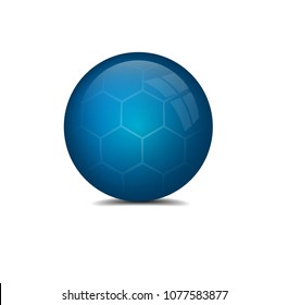 Blue glossy button with polygon shape