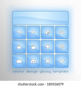 Blue glossy buttons as modern template for smartphone and web.