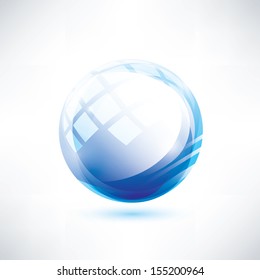 blue glossy circle, abstract vector shape