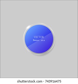 Blue glossy circle banner vector.