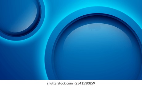 blue glossy circles abstract background with light
