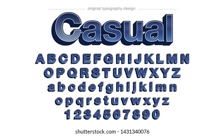 Blue Glossy Classic Custom Typography Artistic Font