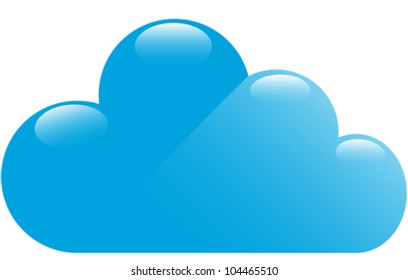 Blue glossy cloud isolated on white background. Vector illustration