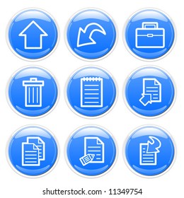 Blue glossy document icons set. Vector.