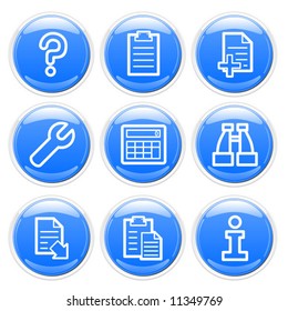 Blue glossy document icons set. Vector.