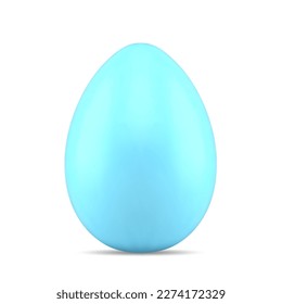 Blue glossy Easter egg front view realistic 3d icon vector illustration. Minimalist chicken nourishment product traditional religious holiday. Healthy protein food natural dieting meal colored shell