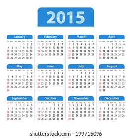 Blue Glossy English Calendar 2015 Sundays Stock Vector (Royalty Free ...