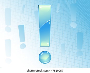 Blue and Glossy Exclamation Mark Background. Editable Vector Image.