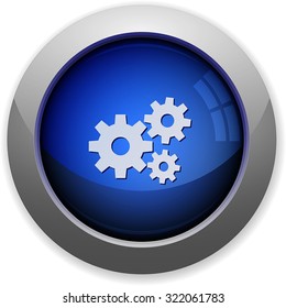 Blue glossy gears web button