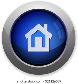Blue glossy home web button