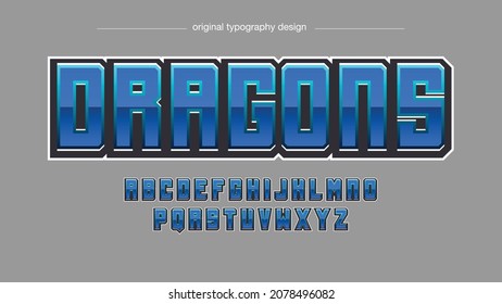 Blue Glossy Metallic 3D Futuristic Sports Gaming Typography