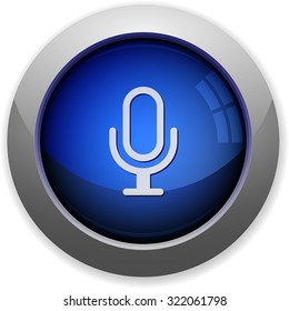 Blue glossy microphone web button