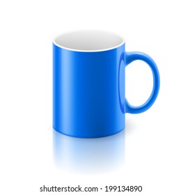 Blue glossy  mug on the white background.